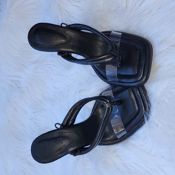 Schutz Meghan Sandal Black Leather NWOT - Picture 2 of 5